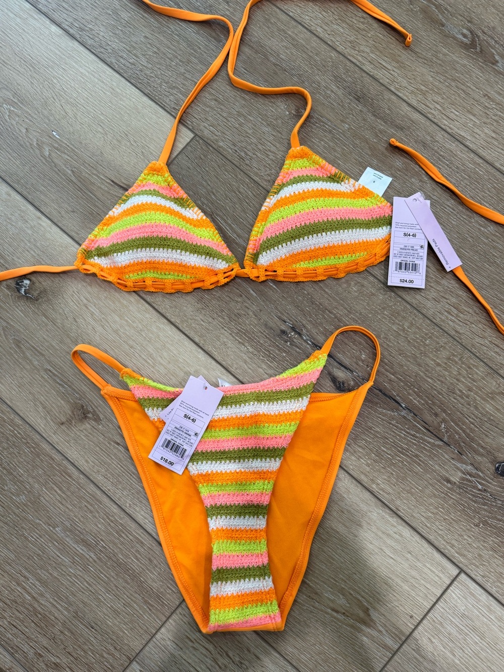 NWT Stripe Triangle Bikini Set